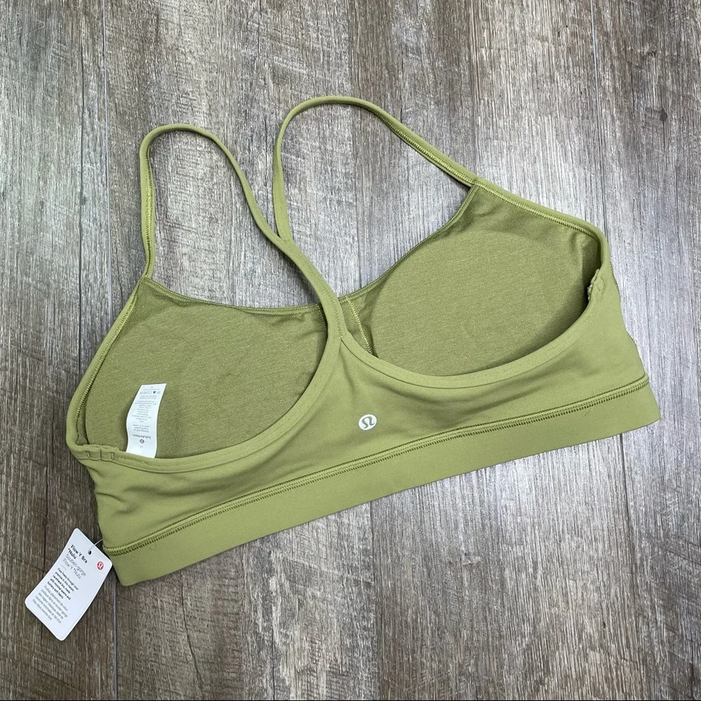 lululemon Bronze Green Flow Y Bra Nulu NEW Size 14 - Picture 4 of 9